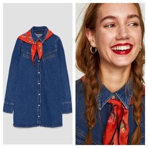 NWT Zara western denim dress with scarf